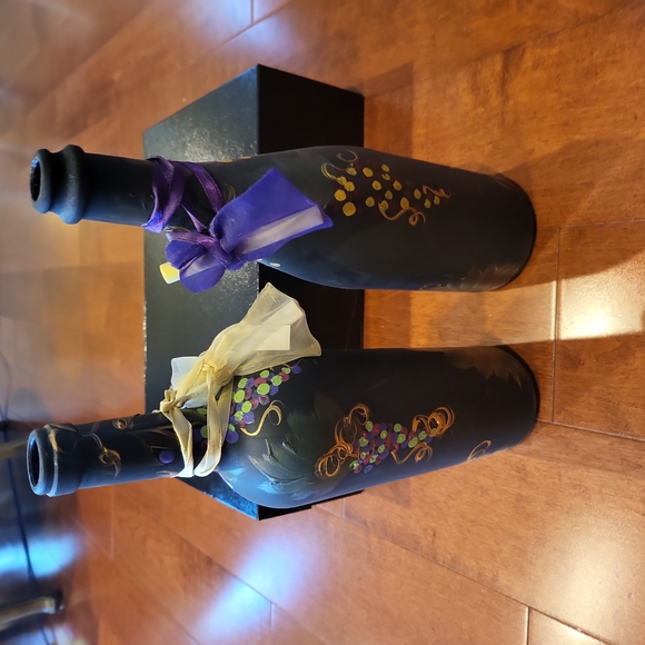 Chalk Painted Festive Decorated Wine Bottles - Picture 3 of 8